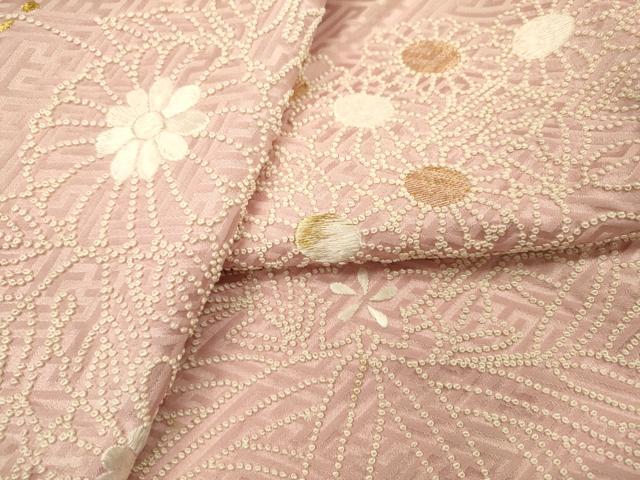 平和屋着物▼中国三大刺繍　相良刺繍　総刺繍　色留訪問着　草花文　金糸　正絹　逸品　DABG5868fe