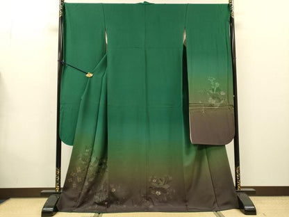 平和屋着物●豪華振袖　総刺繍　草花　暈し染　金糸　正絹　逸品　DABG5870fe