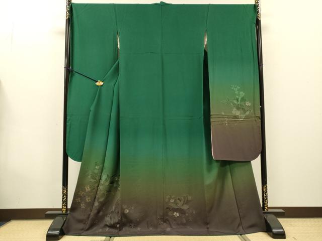 平和屋着物●豪華振袖　総刺繍　草花　暈し染　金糸　正絹　逸品　DABG5870fe