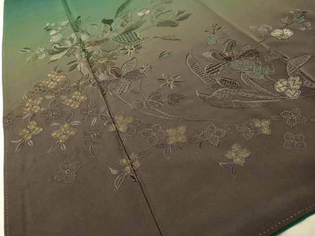平和屋着物●豪華振袖　総刺繍　草花　暈し染　金糸　正絹　逸品　DABG5870fe