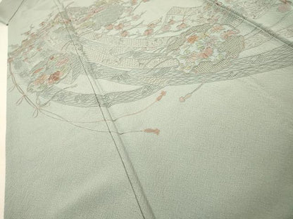 平和屋着物▼中国三大刺繍　スワトウ刺繍　汕頭刺繍　総刺繍　訪問着　几帳雪輪花文　正絹　逸品　DABG5881fe