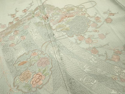 平和屋着物▼中国三大刺繍　スワトウ刺繍　汕頭刺繍　総刺繍　訪問着　几帳雪輪花文　正絹　逸品　DABG5881fe