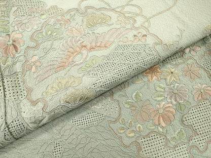 平和屋着物▼中国三大刺繍　スワトウ刺繍　汕頭刺繍　総刺繍　訪問着　几帳雪輪花文　正絹　逸品　DABG5881fe