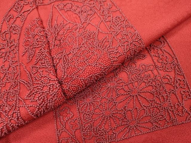 平和屋着物▼中国三大刺繍　相良刺繍　総刺繍　訪問着　草花　正絹　逸品　未使用　DABG5883fe