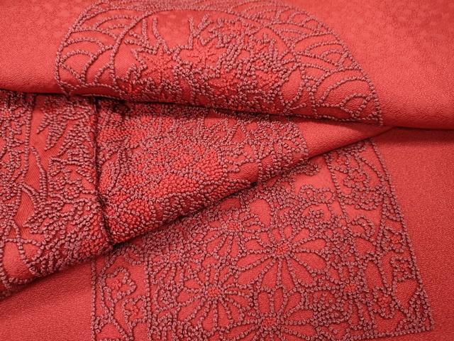 平和屋着物▼中国三大刺繍　相良刺繍　総刺繍　訪問着　草花　正絹　逸品　未使用　DABG5883fe