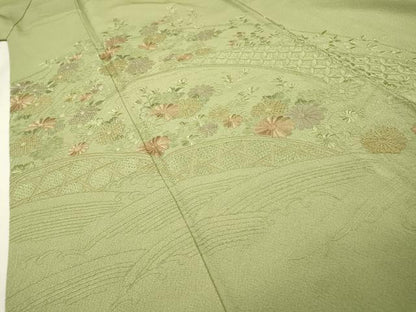 平和屋着物▼中国三大刺繍　スワトウ刺繍　汕頭刺繍　総刺繍　訪問着　籬菊文　正絹　逸品　DABG5890fe