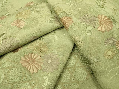 平和屋着物▼中国三大刺繍　スワトウ刺繍　汕頭刺繍　総刺繍　訪問着　籬菊文　正絹　逸品　DABG5890fe