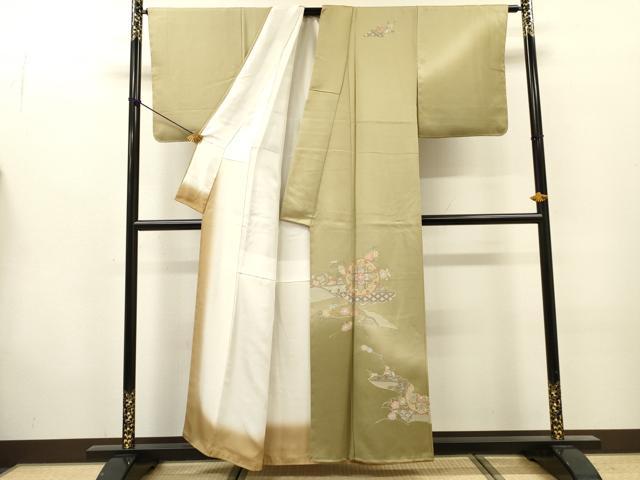平和屋着物▼中国三大刺繍　スワトウ刺繍　汕頭刺繍　総刺繍　訪問着　正倉院霞芝花文　暈し染　正絹　逸品　未使用　DABG5893fe