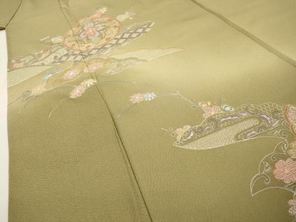 平和屋着物▼中国三大刺繍　スワトウ刺繍　汕頭刺繍　総刺繍　訪問着　正倉院霞芝花文　暈し染　正絹　逸品　未使用　DABG5893fe