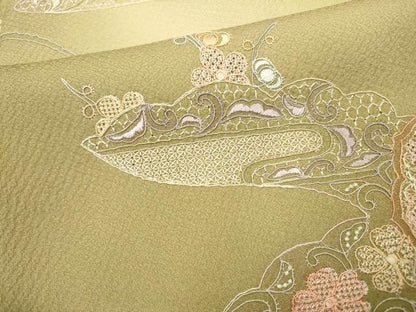 平和屋着物▼中国三大刺繍　スワトウ刺繍　汕頭刺繍　総刺繍　訪問着　正倉院霞芝花文　暈し染　正絹　逸品　未使用　DABG5893fe
