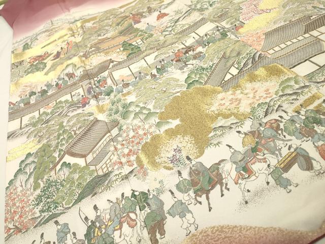 平和屋着物▼豪華色留袖　寿光織　平安風景　暈し染　金糸　正絹　逸品　DABG5895fe