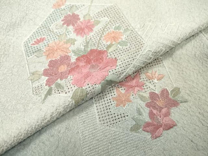平和屋着物▼中国三大刺繍　スワトウ刺繍　汕頭刺繍　総刺繍　訪問着　亀甲紗綾形花文　暈し染　正絹　逸品　DABG5907fe