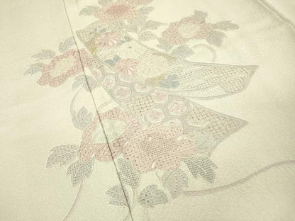 平和屋着物▼中国三大刺繍　スワトウ刺繍　汕頭刺繍　相良刺繍　総刺繍　訪問着　短冊吉祥花文　正絹　逸品　DABG5914fe