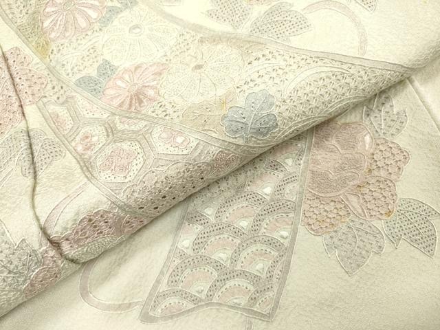 平和屋着物▼中国三大刺繍　スワトウ刺繍　汕頭刺繍　相良刺繍　総刺繍　訪問着　短冊吉祥花文　正絹　逸品　DABG5914fe