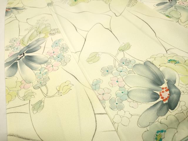 平和屋着物▼上質な小紋　手描き　草花　暈し染　正絹　逸品　DABG5918fe