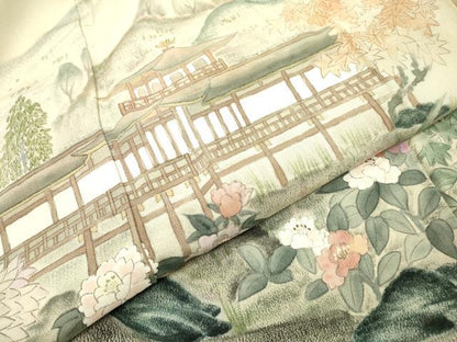 平和屋着物▼豪華色留袖　作家物　手描き　藤紅染　東海道　暈し染　正絹　逸品　DABG5922fe
