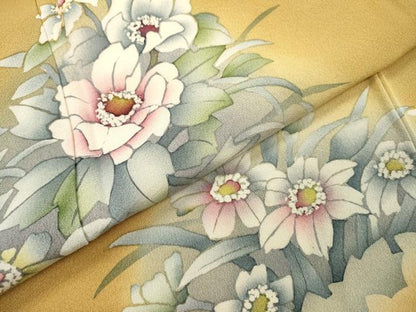 平和屋着物▼訪問着　作家物　手描き　草花　暈し染　正絹　逸品　DABG5945fe
