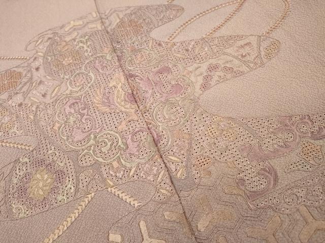 平和屋着物▼中国三大刺繍　スワトウ刺繍　汕頭刺繍　総刺繍　訪問着　鳳凰霞花文　正絹　逸品　DABG5958fe
