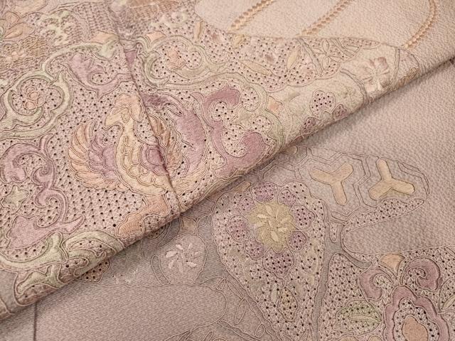 平和屋着物▼中国三大刺繍　スワトウ刺繍　汕頭刺繍　総刺繍　訪問着　鳳凰霞花文　正絹　逸品　DABG5958fe