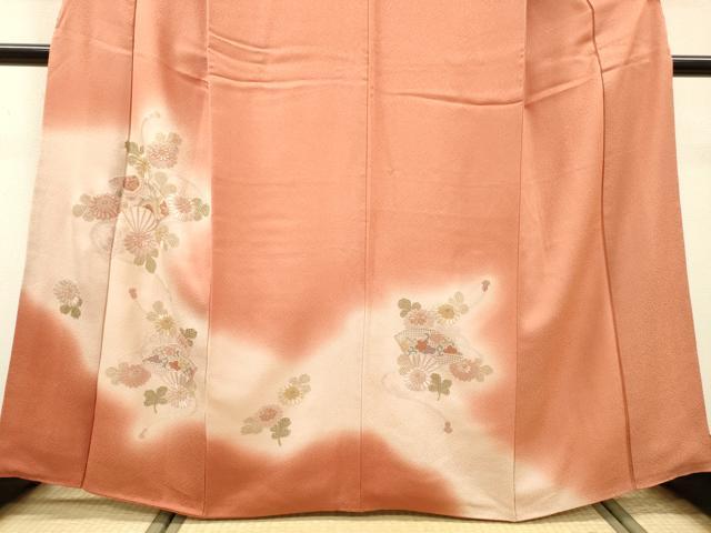 平和屋着物▼中国三大刺繍　スワトウ刺繍　汕頭刺繍　相良刺繍　総刺繍　訪問着　扇面菊文　暈し染　正絹　逸品　DABG5959fe