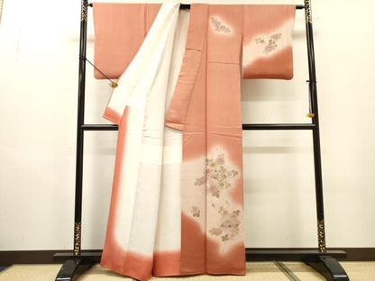 平和屋着物▼中国三大刺繍　スワトウ刺繍　汕頭刺繍　相良刺繍　総刺繍　訪問着　扇面菊文　暈し染　正絹　逸品　DABG5959fe