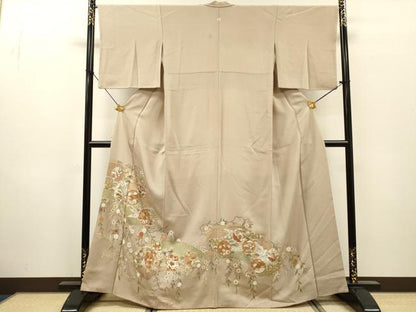 平和屋着物▼豪華色留袖　刺繍　地紙宝尽くし花鳥文　金糸　正絹　逸品　DABG5962fe