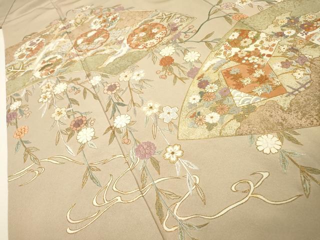 平和屋着物▼豪華色留袖　刺繍　地紙宝尽くし花鳥文　金糸　正絹　逸品　DABG5962fe
