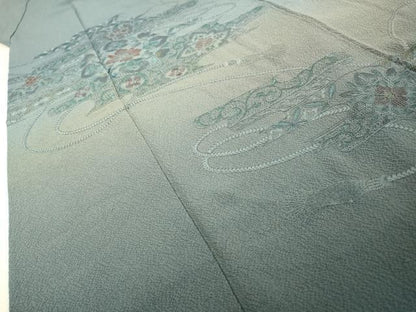 平和屋着物▼中国三大刺繍　スワトウ刺繍　汕頭刺繍　総刺繍　訪問着　正倉院霞吉祥花文　暈し染　正絹　逸品　DABG5965fe