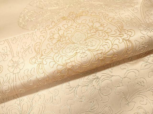 平和屋着物▼太鼓柄袋帯　駒刺繍　総刺繍　正倉院花唐草文　金銀糸　正絹　逸品　DABG5971fe