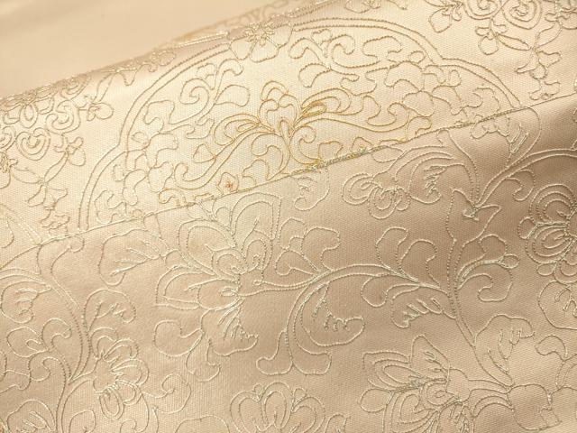 平和屋着物▼太鼓柄袋帯　駒刺繍　総刺繍　正倉院花唐草文　金銀糸　正絹　逸品　DABG5971fe