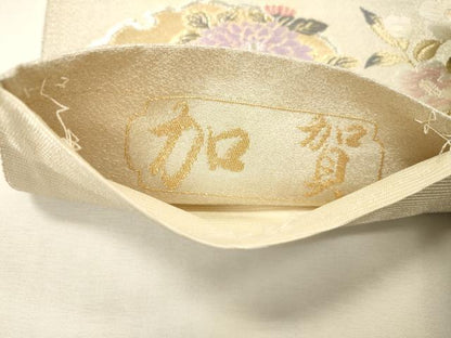 平和屋着物▼六通柄袋帯　唐織　加賀　雪輪花文　金銀糸　正絹　逸品　DABG5976fe
