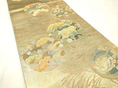 平和屋着物▼西陣　とみや織物謹製　とみや帯　六通柄袋帯　螺鈿箔　清雅芳香文　沈金蒔絵　引箔　正絹　逸品　DABG5977fe