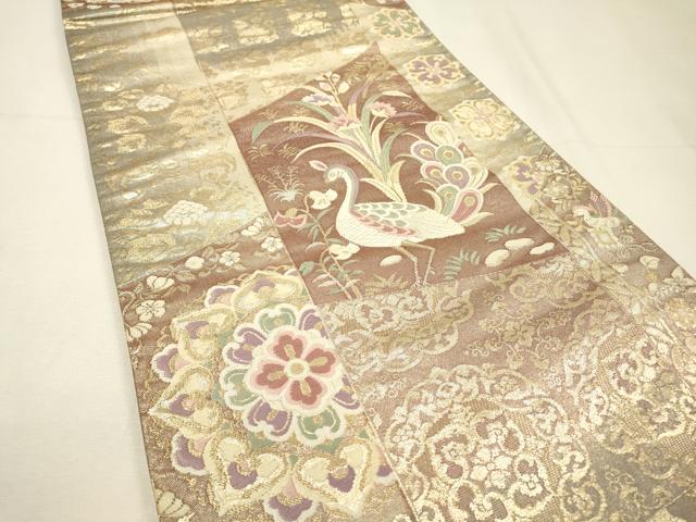 平和屋着物▼西陣の名門織元　いづくら謹製　六通柄袋帯　唐織　瑠璃錦　正倉院　金糸　正絹　逸品　DABG5980fe