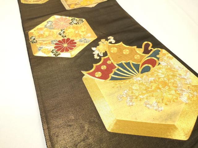 平和屋着物▼全通柄袋帯　駒刺繍　延寿蝶浪漫　金糸　正絹　逸品　DABG5993fe