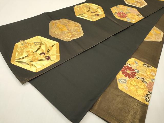 平和屋着物▼全通柄袋帯　駒刺繍　延寿蝶浪漫　金糸　正絹　逸品　DABG5993fe