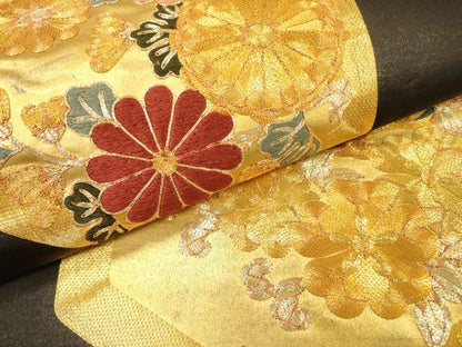平和屋着物▼全通柄袋帯　駒刺繍　延寿蝶浪漫　金糸　正絹　逸品　DABG5993fe