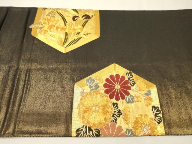 平和屋着物▼全通柄袋帯　駒刺繍　延寿蝶浪漫　金糸　正絹　逸品　DABG5993fe