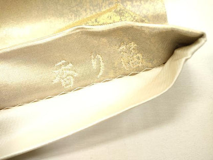 平和屋着物▼京の名門　じゅらく謹製　六通柄袋帯　伽羅　瓦文　香り箔　金彩　引箔　証紙付き　正絹　逸品　DABG5994fe