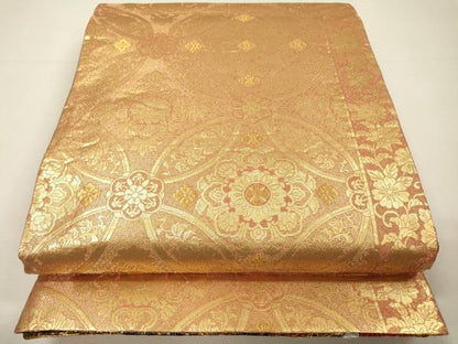 平和屋着物▼佐賀錦　両面　六通柄袋帯　唐織　蜀江花松文　金糸　正絹　逸品　DABG5996fe