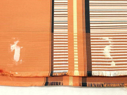 平和屋着物◎本場筑前博多織　半幅帯　ひとえ帯　間道　証紙付き　正絹　逸品　DABG6001xg