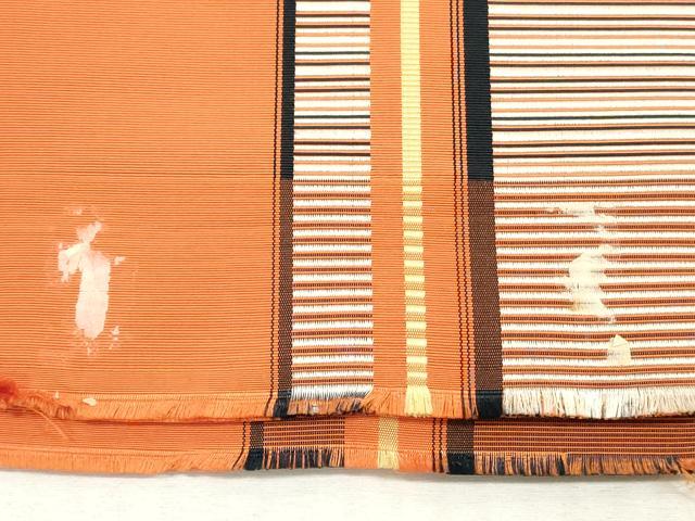 平和屋着物◎本場筑前博多織　半幅帯　ひとえ帯　間道　証紙付き　正絹　逸品　DABG6001xg