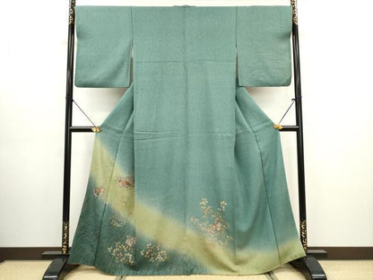 平和屋着物■中国三大刺繍　スワトウ刺繍　汕頭刺繍　訪問着　地紙花文　暈し染め　金彩　正絹　逸品　DABG6093xg