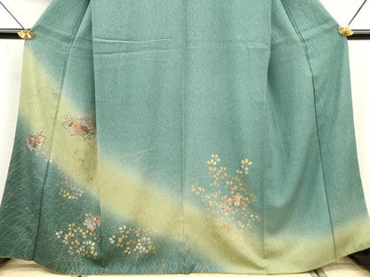 平和屋着物■中国三大刺繍　スワトウ刺繍　汕頭刺繍　訪問着　地紙花文　暈し染め　金彩　正絹　逸品　DABG6093xg