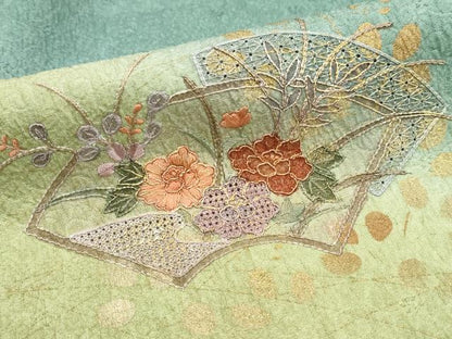 平和屋着物■中国三大刺繍　スワトウ刺繍　汕頭刺繍　訪問着　地紙花文　暈し染め　金彩　正絹　逸品　DABG6093xg