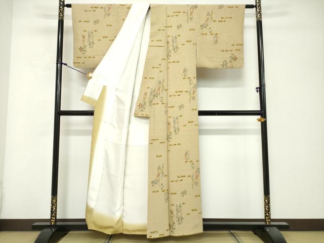 平和屋着物■上質な小紋　型染め　人物文　正絹　逸品　DABG6119xg