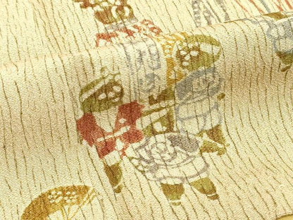 平和屋着物■上質な小紋　型染め　人物文　正絹　逸品　DABG6119xg