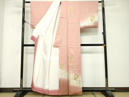 平和屋着物■訪問着　刺繍　草花文　暈し染め　金彩　正絹　逸品　DABG6120xg