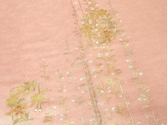 平和屋着物■訪問着　刺繍　草花文　暈し染め　金彩　正絹　逸品　DABG6120xg