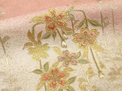 平和屋着物■訪問着　刺繍　草花文　暈し染め　金彩　正絹　逸品　DABG6120xg