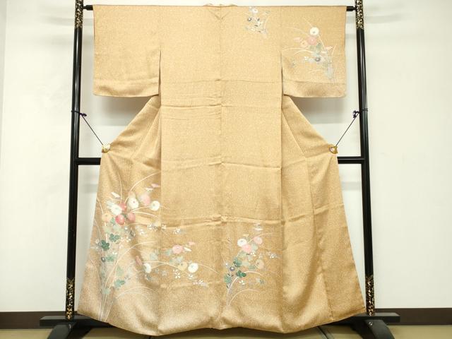 平和屋着物■訪問着　刺繍　草花文　暈し染め　たたき染め　金彩　三越扱い　正絹　逸品　DABG6121xg